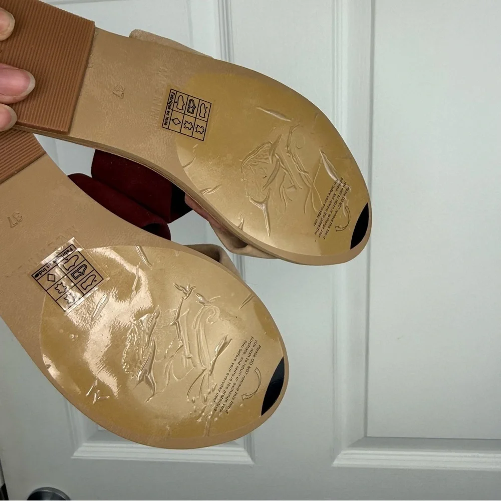 Free People Sandals Rio Vista Rose NWOB Burgundy and Beige